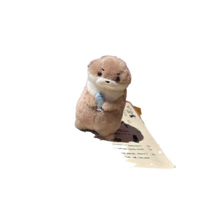 Cute Otters Holding Fish Plush Doll Keyrings Lightweight Hanging