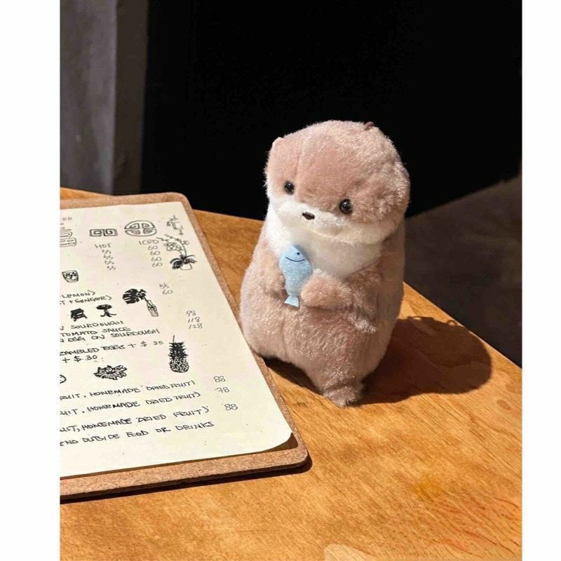 Cute Otters Holding Fish Plush Doll Keyrings Lightweight Hanging