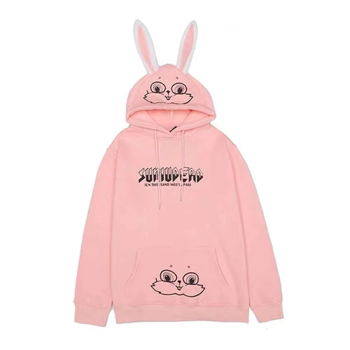 Spring Autumn Couple Matching Cute Hoodie Plush Rabbit Long Ear