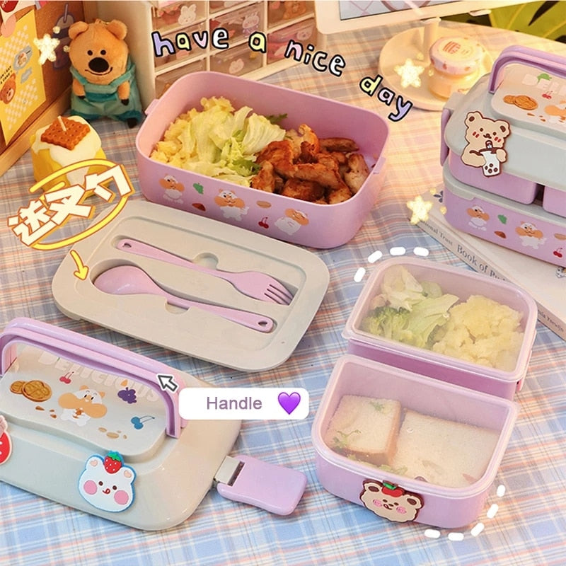 Portable Lunch Box For Kids Plastic Picnic Bento