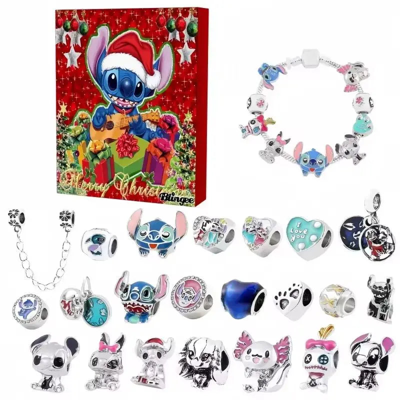 New Stitch Mickey Christmas Advent Calendar Bracelets 24 Days Xmas