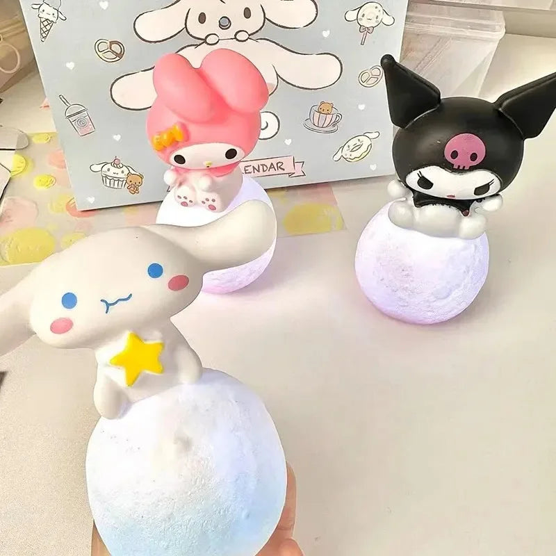 Small Kuromi Cinnamoroll Melody Night Light Figures Glowing Toy