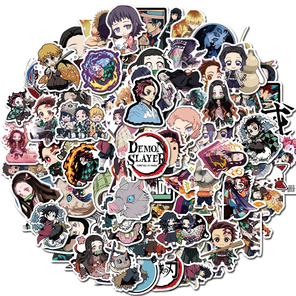 100pcs Demon Slayer Anime Stickers – Waterproof & Cute