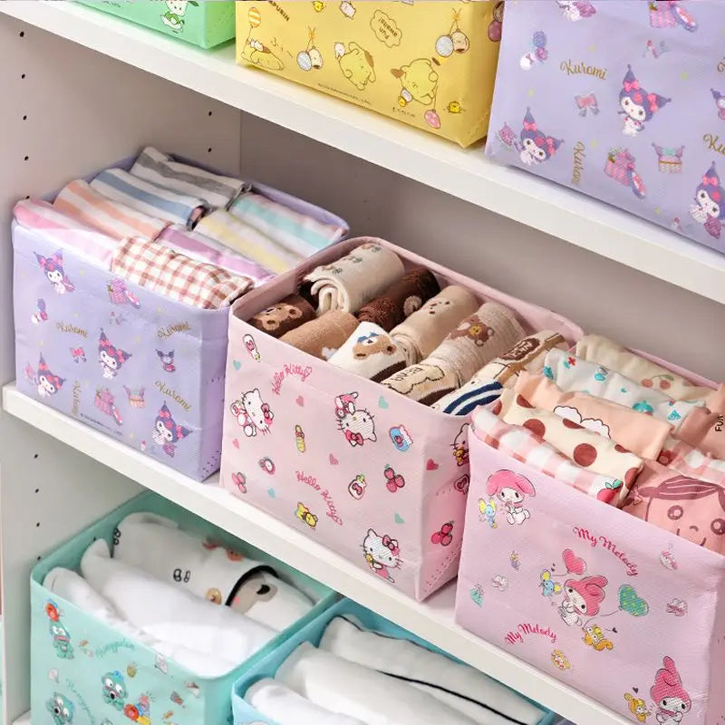 3Pcs Kawaii Sanrio Hello Kitty Cinnamon Roll Anime Underwear Storage Box