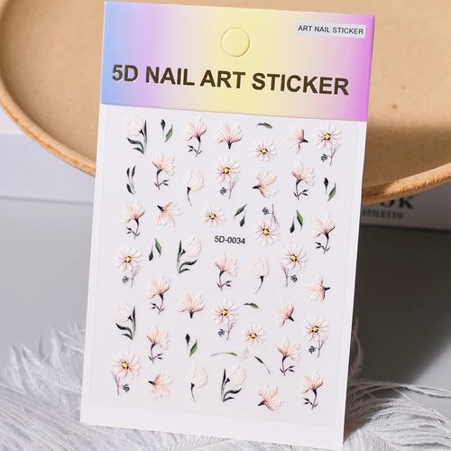 1pcs 5D Kawaii Nail Sticker Colourful Flower Letter Nail Art Slider