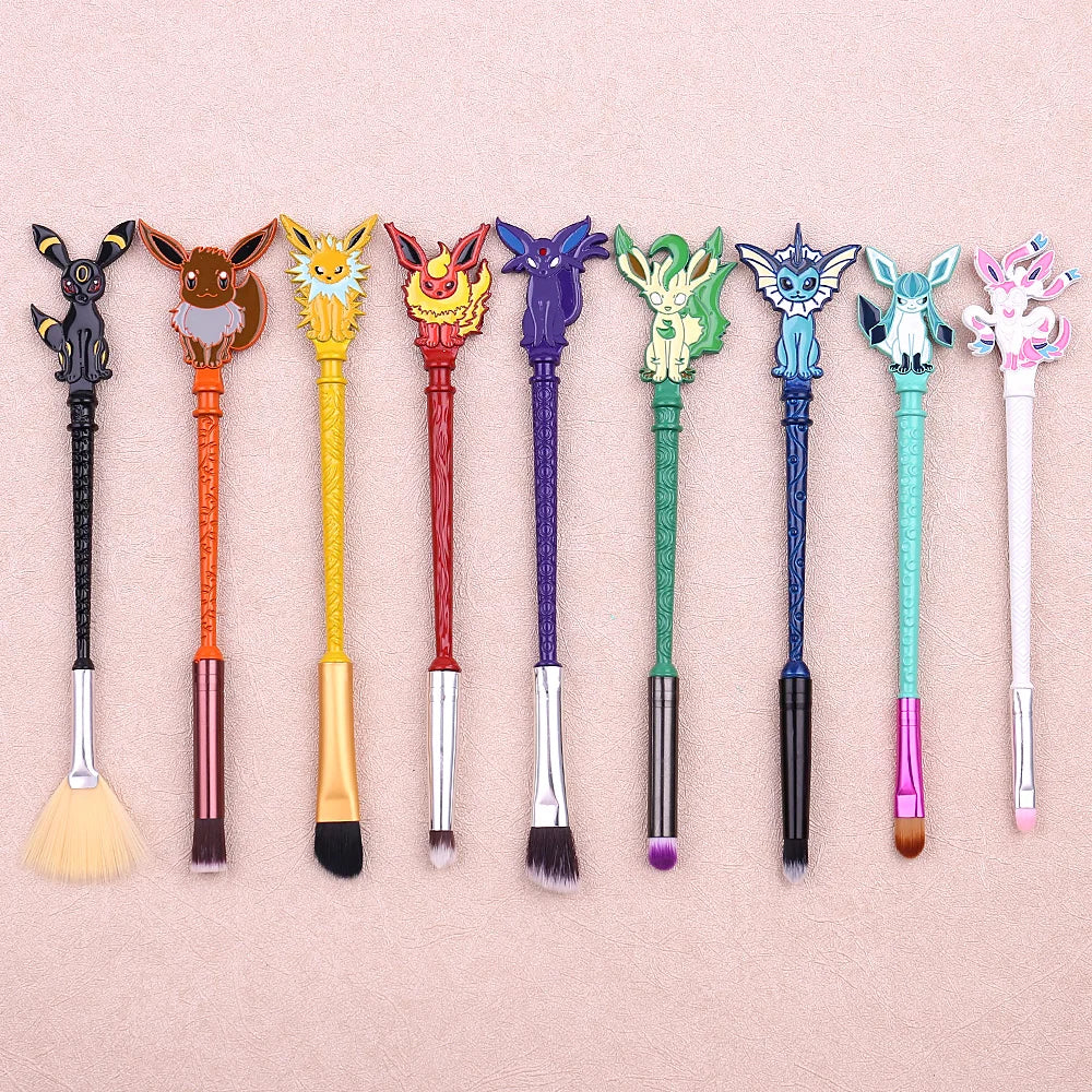 9pcs Pokemon Makeup Brushes Set Kawaii Anime Pokémon Periphery Metal