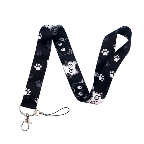 Kawaii Cat Credential Holder Cute Cat Paw Lanyards for Keys Neck Strap