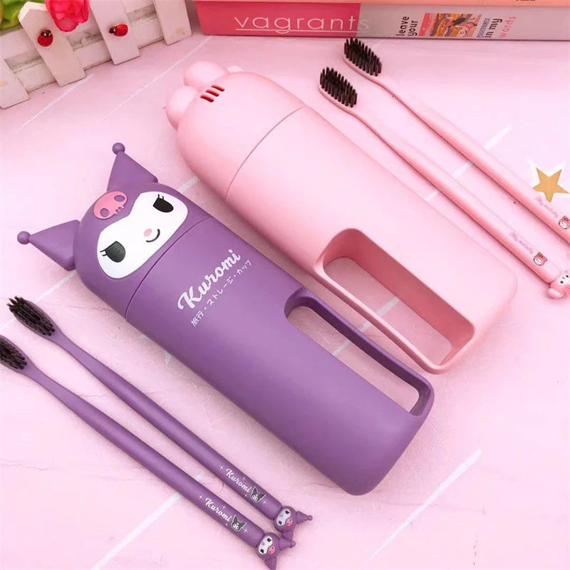 Portable Sanrio Toothbrush With Mouthwash Cup