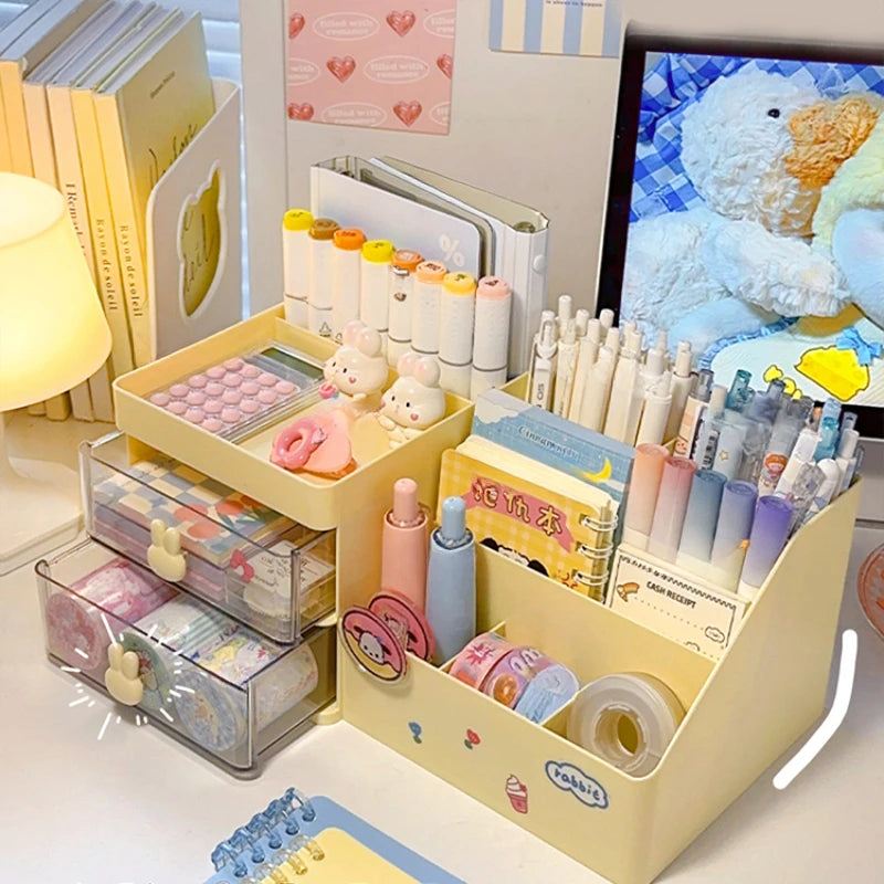 Multifunctional Kawaii Pen Holder Organizer Desktop Stationery Pencil