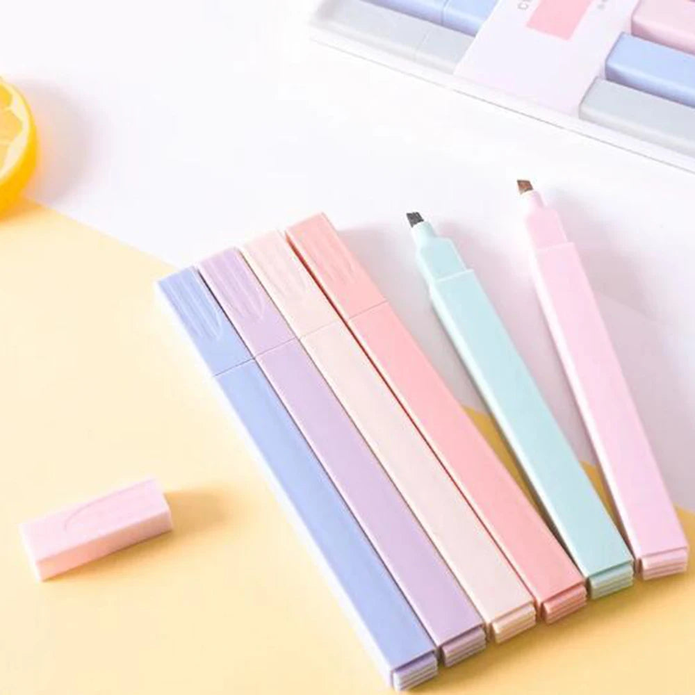 6pcs/set Pastel Color Highlighter Kawaii Stationery Color Marker