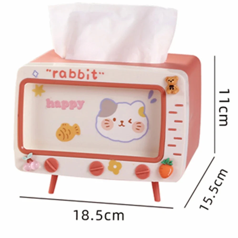 Cute Multifunction Tissue Box Holder Square for Home Kawaii Desktop