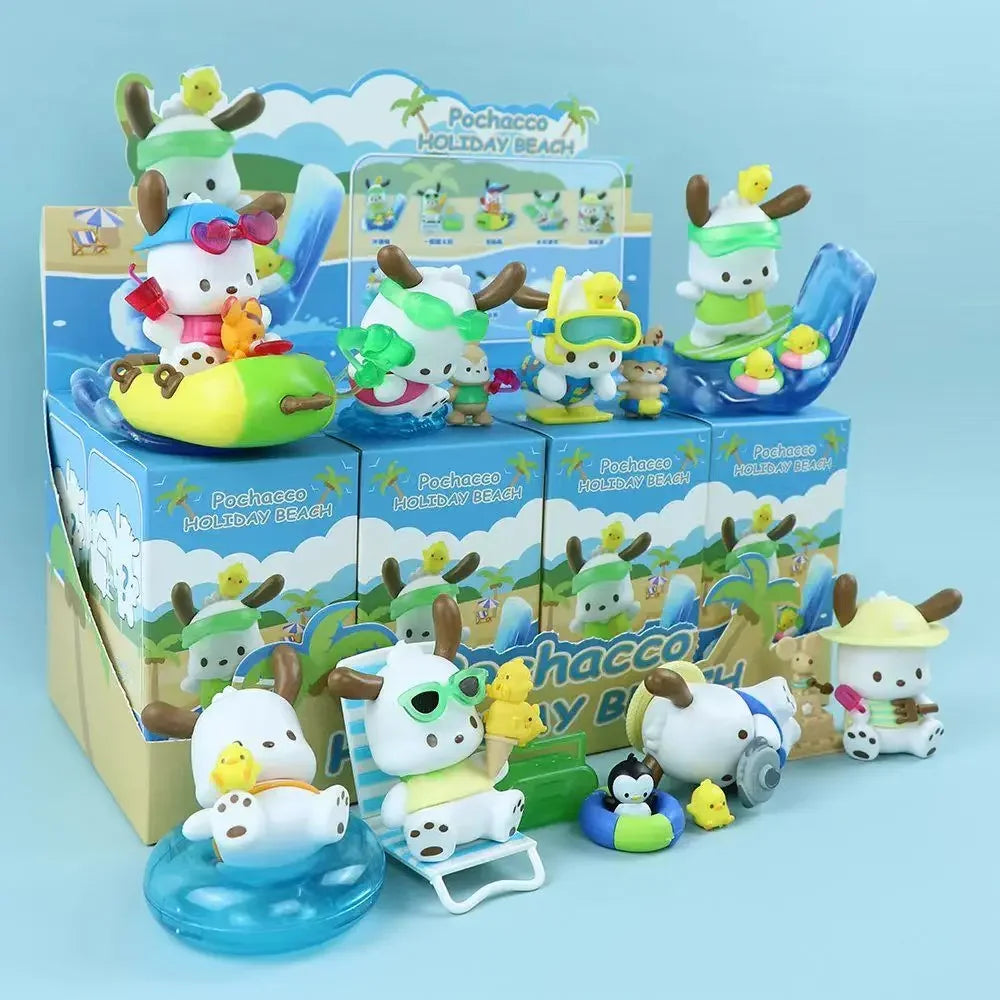 Kawaii Sanrio Pochacco Blind Box Holiday Beach Series Mysterious