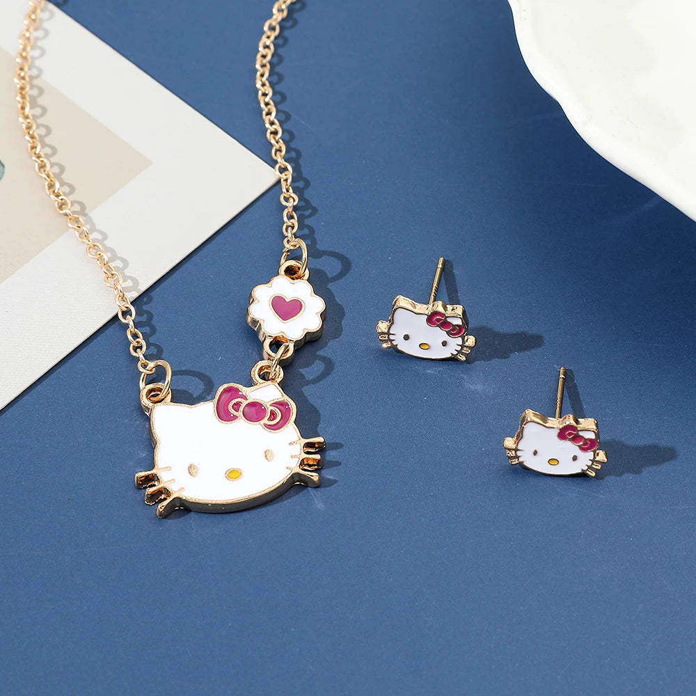 Sweet Sanrio Necklace Hello Kitty Kawaii Kitty Cat Small Earrings