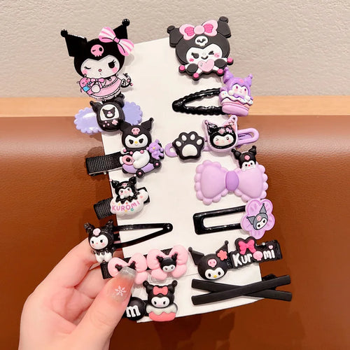 14Pcs/set Cute Kuromi Stretch Bow Hair Tie ForKids My Melody