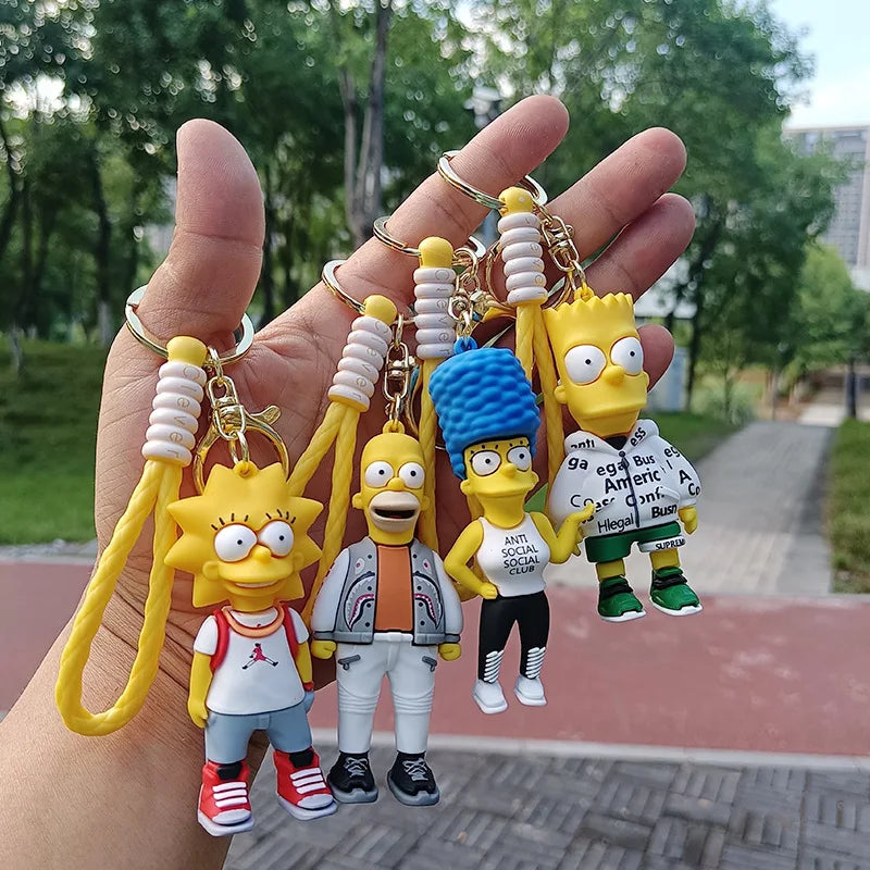 The Simpsons Keychain Cartoon Anime Figure Key Ring Phone Hanging