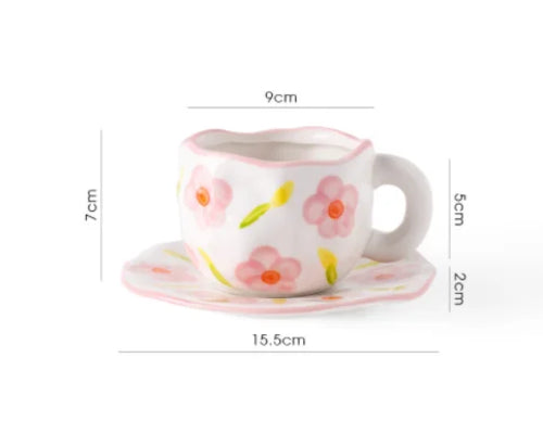 Cute Ceramic Mugs Handmade Flower