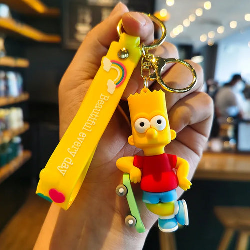 The Simpsons Keychain Cartoon Anime Figure Key Ring Phone Hanging