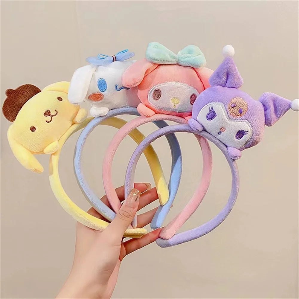 Sanrio Headband Kawaii Cinnamoroll Kuromi Melody Kitty Plush Bow