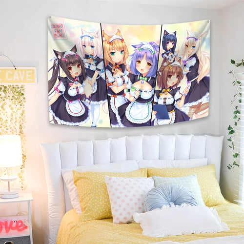 Anime Tapestry Nekopara Printed Cute Wall Hanging Decor