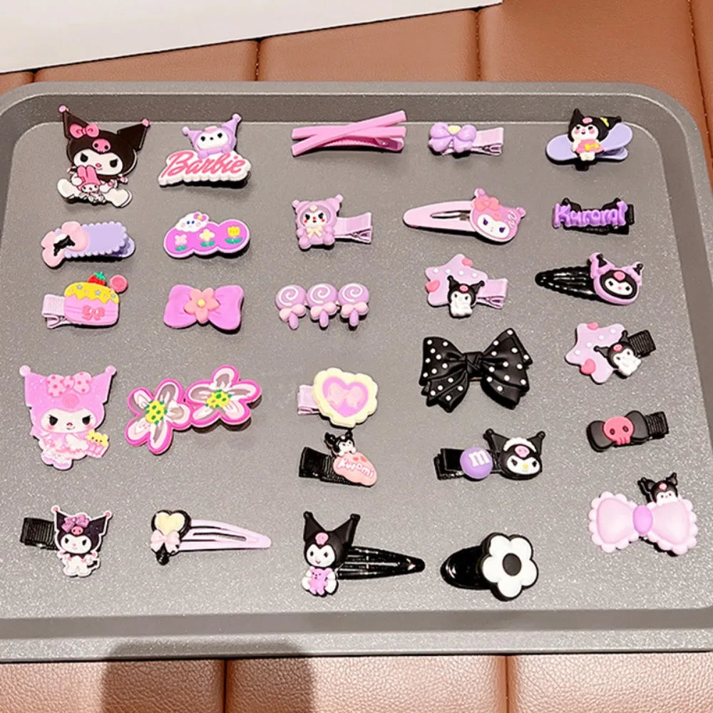 14Pcs/set Cute Kuromi Stretch Bow Hair Tie ForKids My Melody