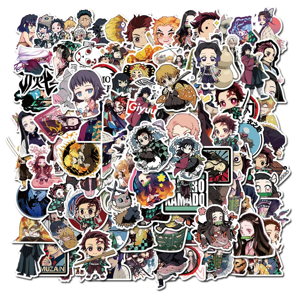 100pcs Demon Slayer Anime Stickers – Waterproof & Cute