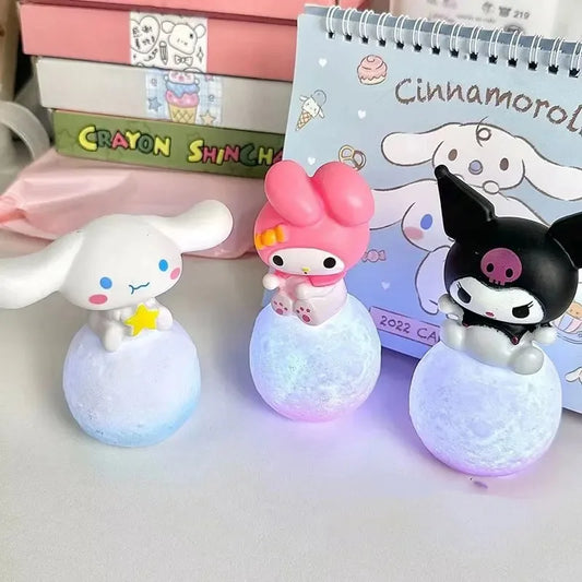 Small Kuromi Cinnamoroll Melody Night Light Figures Glowing Toy