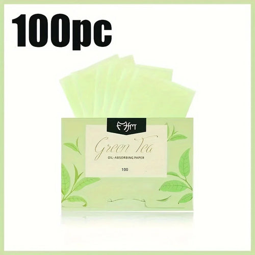 100 Pieces Facial Oil Blotting Paper - Natural Green Tea, Suitable for