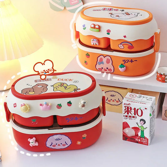 Portable Kawaii Lunch Box- School Kids Picnic Bento