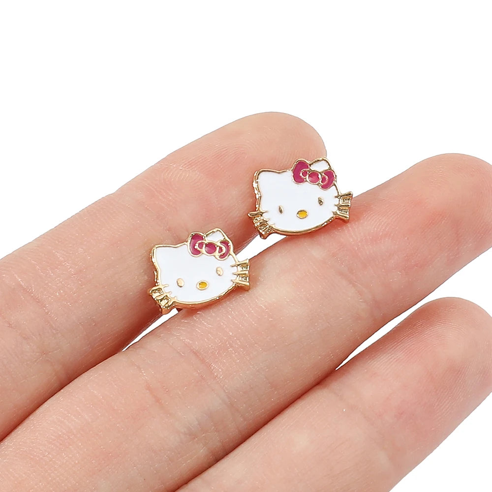 Sweet Sanrio Necklace Hello Kitty Kawaii Kitty Cat Small Earrings