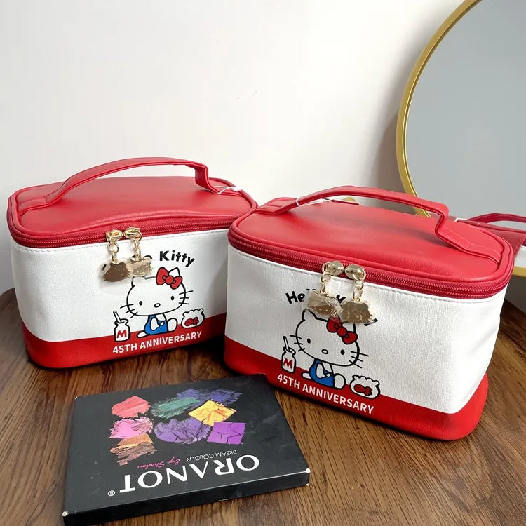 Sanrio Hello Kitty Cosmetic Bag Anime Cartoon Bow Make Up Brush Large