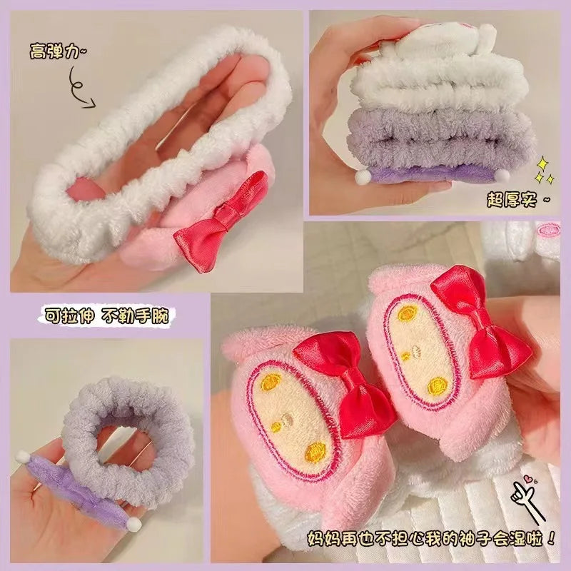 Sanrio Kuromi My Melody Kawaii Cartoon Face Wash Wristband Hair Band