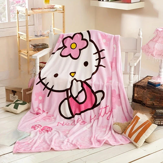 Hello Kitty Cartoon Blanket Kawaii Y2K Sanrio Kt Cat Home Textile