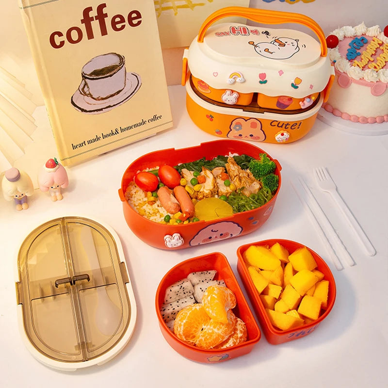 Portable Kawaii Lunch Box- School Kids Picnic Bento