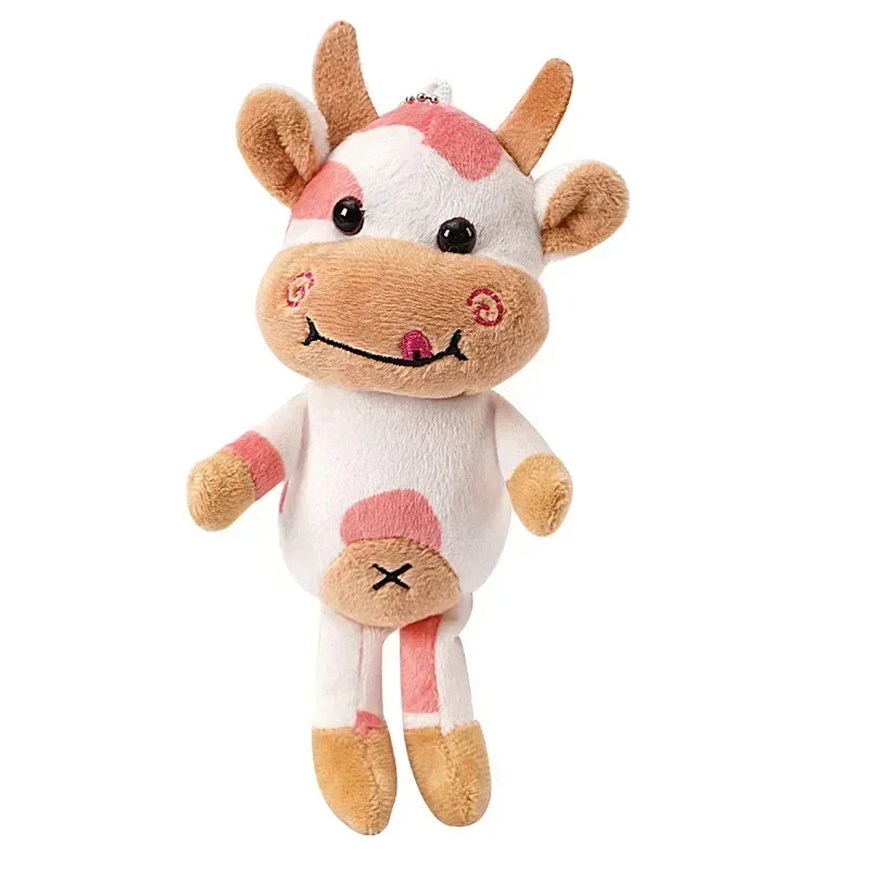 15cm Cute Milk Cow Plush Toy Animal Stuffed Doll Keyring Festival