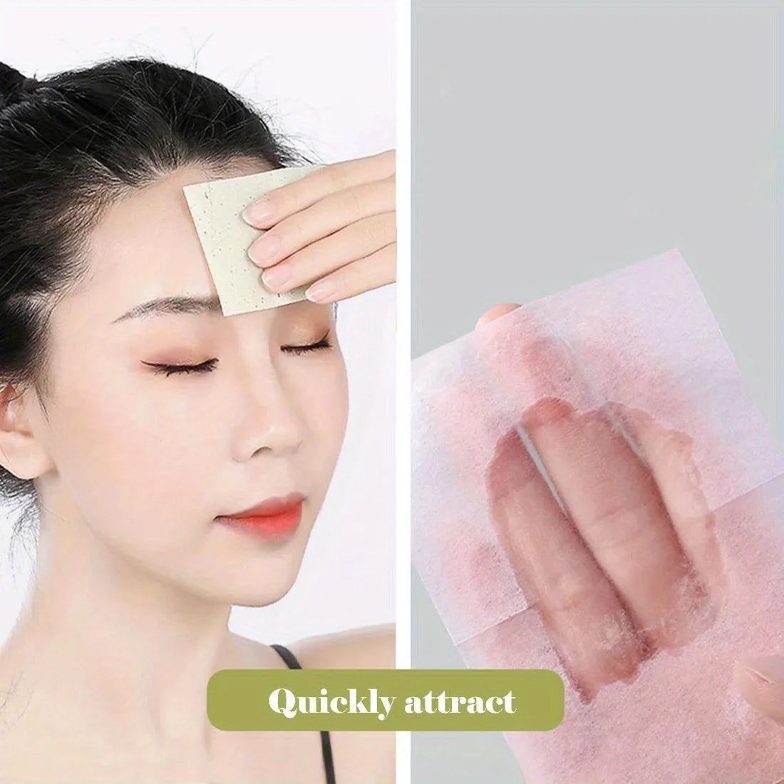 100 Pieces Facial Oil Blotting Paper - Natural Green Tea, Suitable for