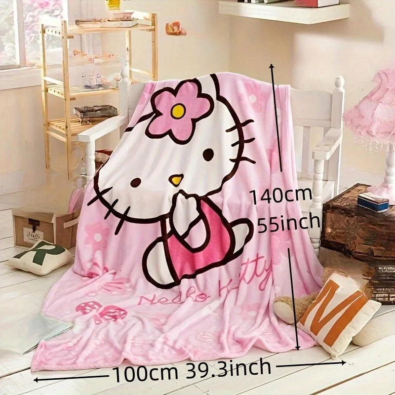 Hello Kitty Cartoon Blanket Kawaii Y2K Sanrio Kt Cat Home Textile