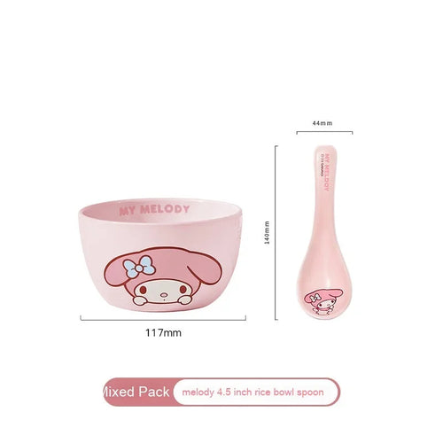 Sanrio Tableware Cinnamoroll Bowl Spoon Plate Cartoon Kawaii Ceramic