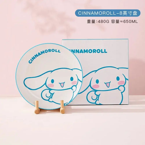 Sanrio Tableware Cinnamoroll Bowl Spoon Plate Cartoon Kawaii Ceramic