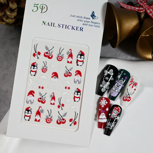 1pcs 5D Kawaii Nail Sticker Colourful Flower Letter Nail Art Slider