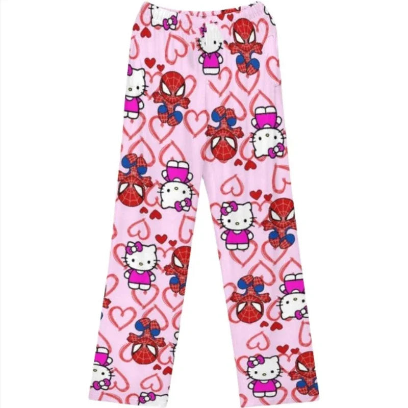 Hello Kitty Spider-man Cotton Loose Ladies Pajama Pants Pyjama