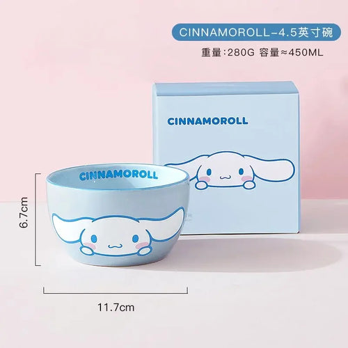 Sanrio Tableware Cinnamoroll Bowl Spoon Plate Cartoon Kawaii Ceramic