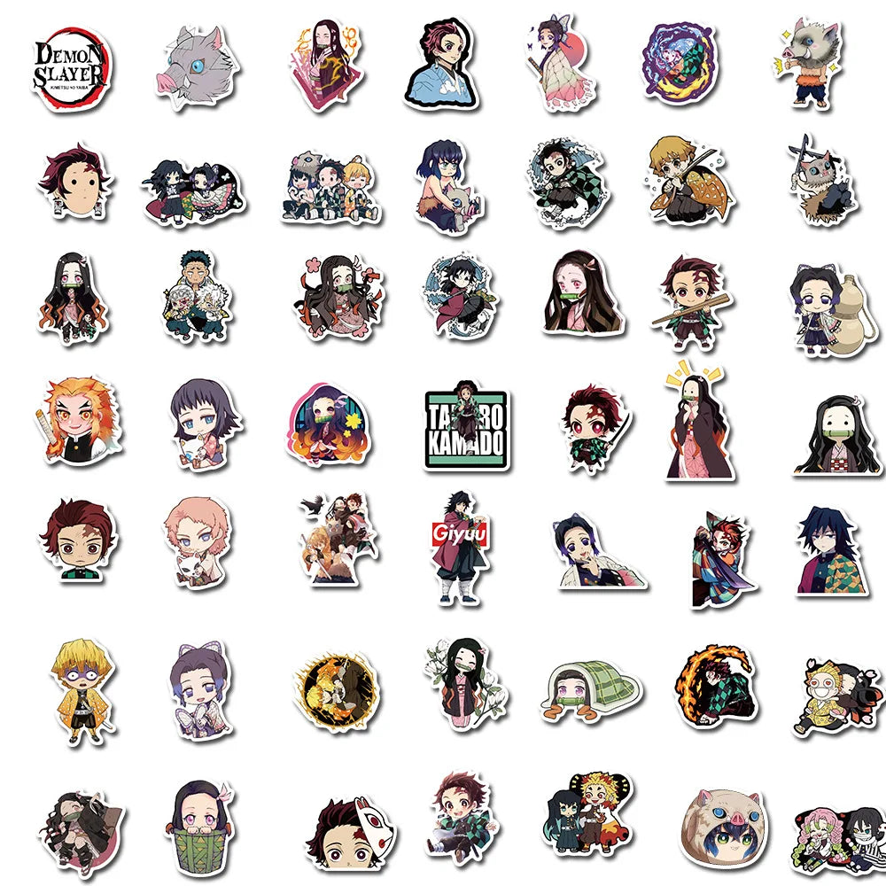 100pcs Demon Slayer Anime Stickers – Waterproof & Cute