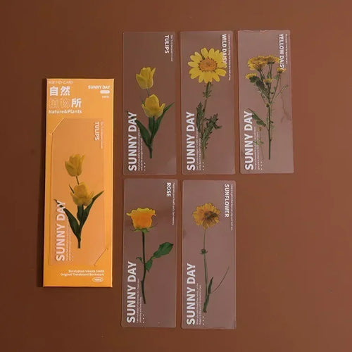 5 Pcs/set Natural Plant Flower Leaves Series Bookmark