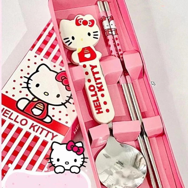 Sanrio Cute Hello Kittys Spoon Chopsticks Kawaii Cartoon Anime Two