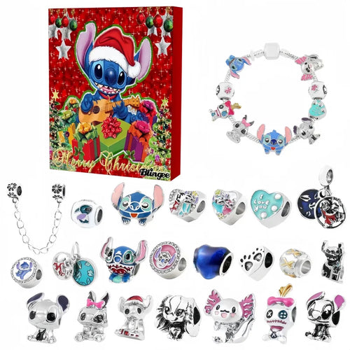 New Stitch Mickey Christmas Advent Calendar Bracelets 24 Days Xmas