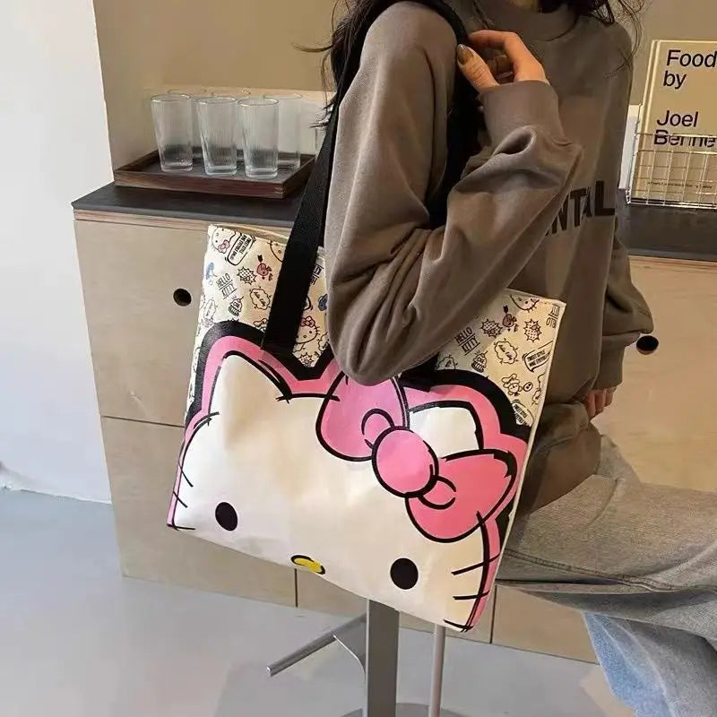 Hello Kitty Lunch Bag, Anime Sanrio Canvas Handbags, Kawaii Water Cup