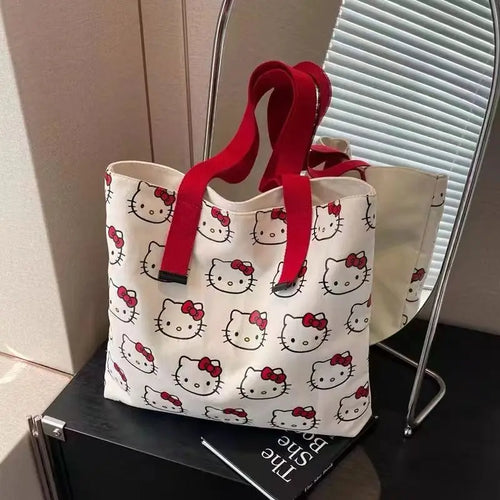 Hello Kitty Lunch Bag, Anime Sanrio Canvas Handbags, Kawaii Water Cup