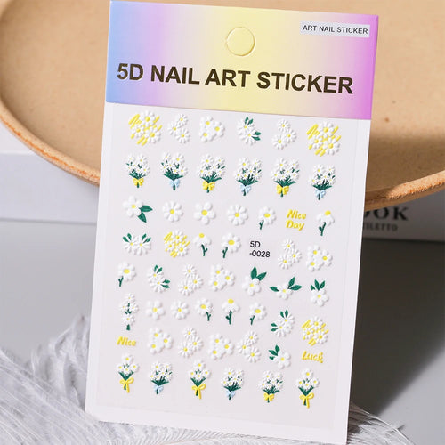 1pcs 5D Kawaii Nail Sticker Colourful Flower Letter Nail Art Slider