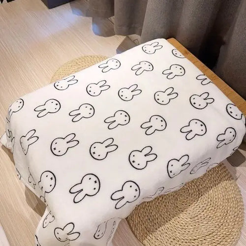 Kawaii Miffy Rabbit Flannel Air Conditioning Blanket Casual Nap Sofa