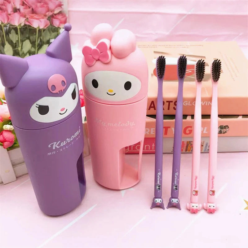 Portable Sanrio Toothbrush With Mouthwash Cup